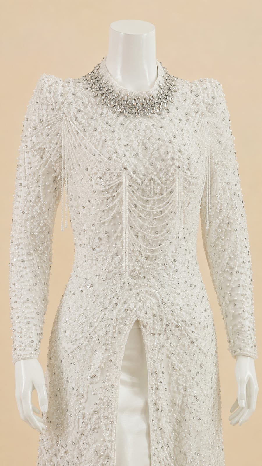 Premium Luxury Full Sequin White Wedding Ceremony Kebaya by Lunaria Couture