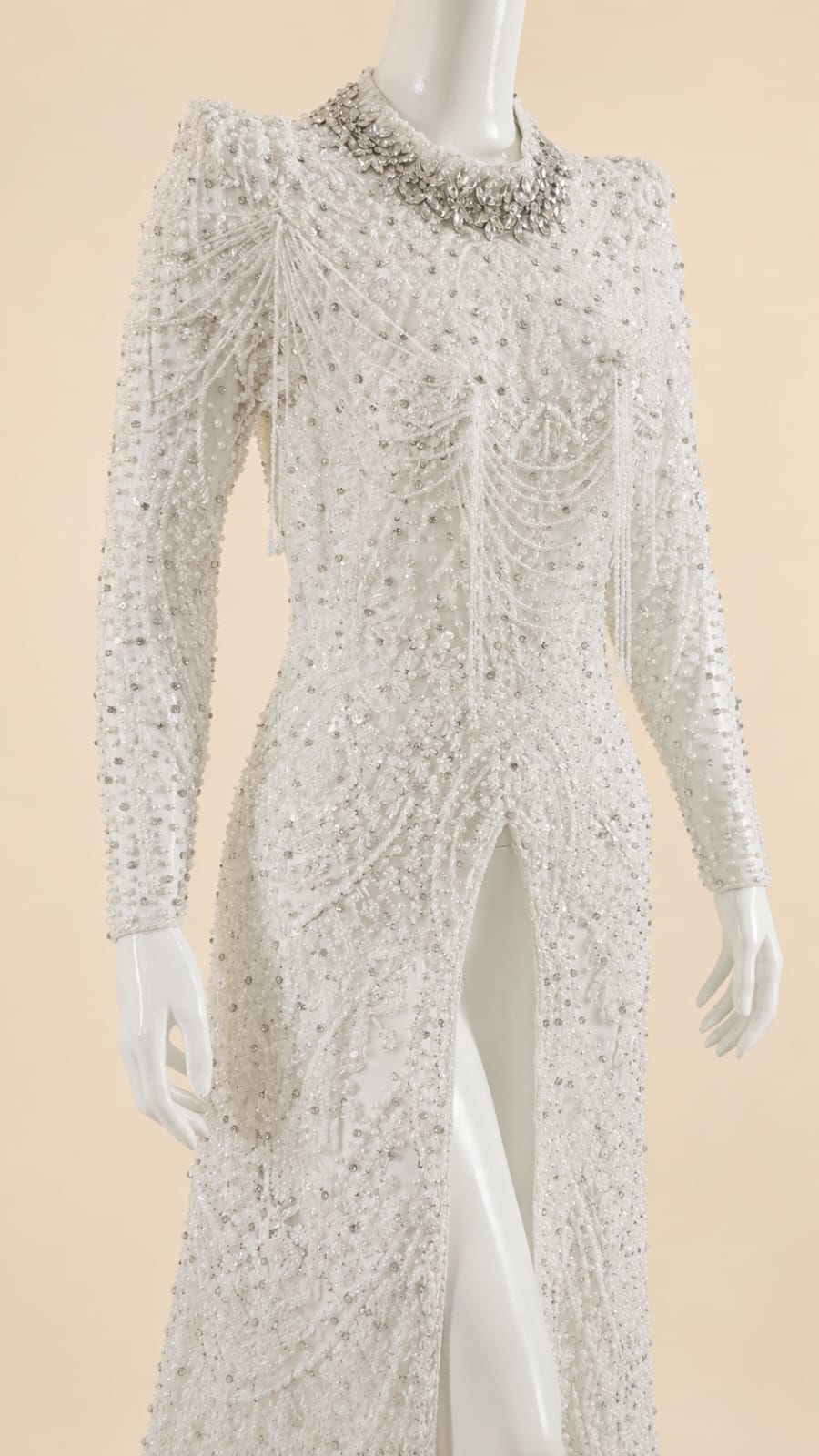 Premium Luxury Full Sequin White Wedding Ceremony Kebaya by Lunaria Couture
