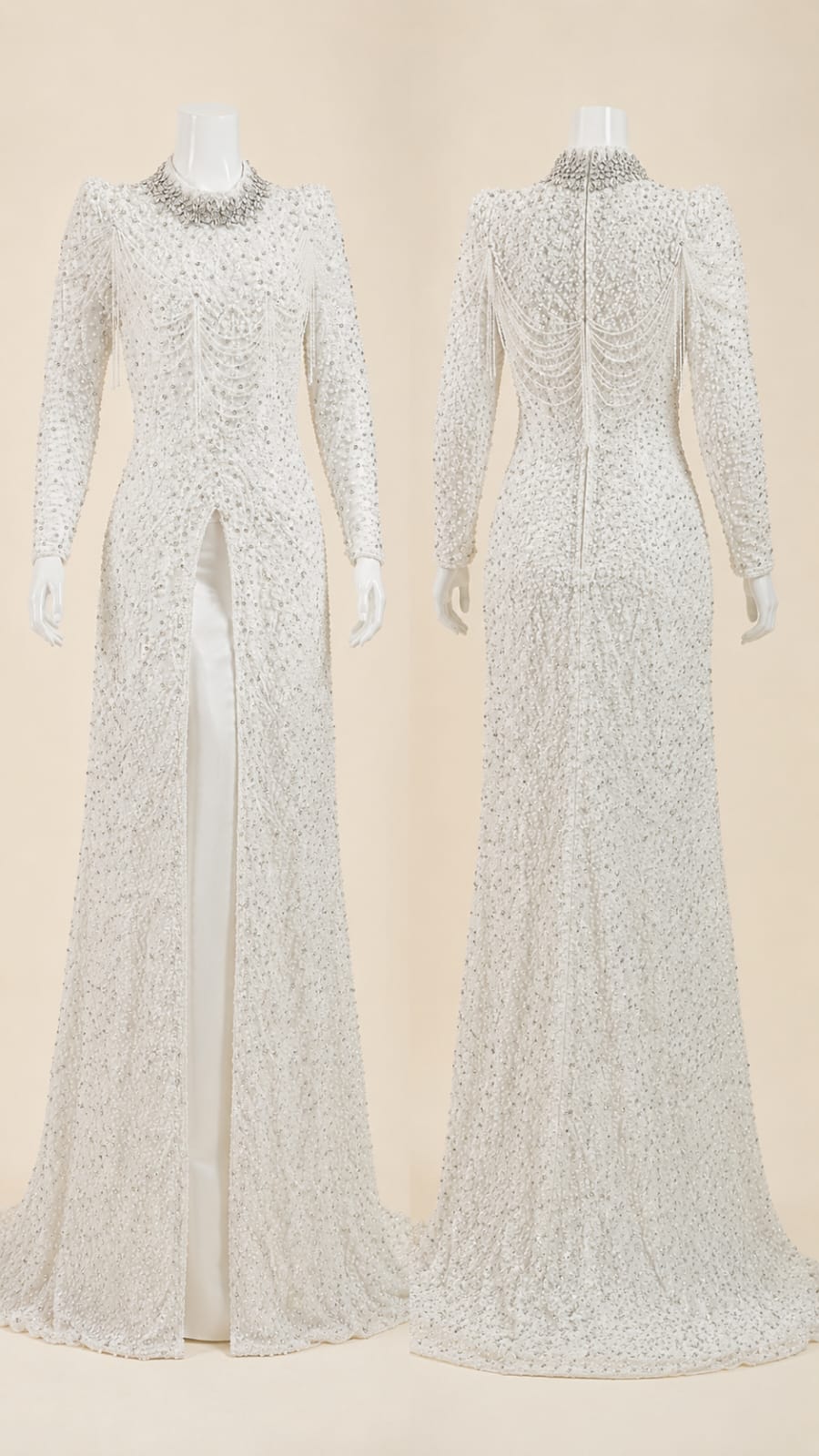 Premium Luxury Full Sequin White Wedding Ceremony Kebaya by Lunaria Couture