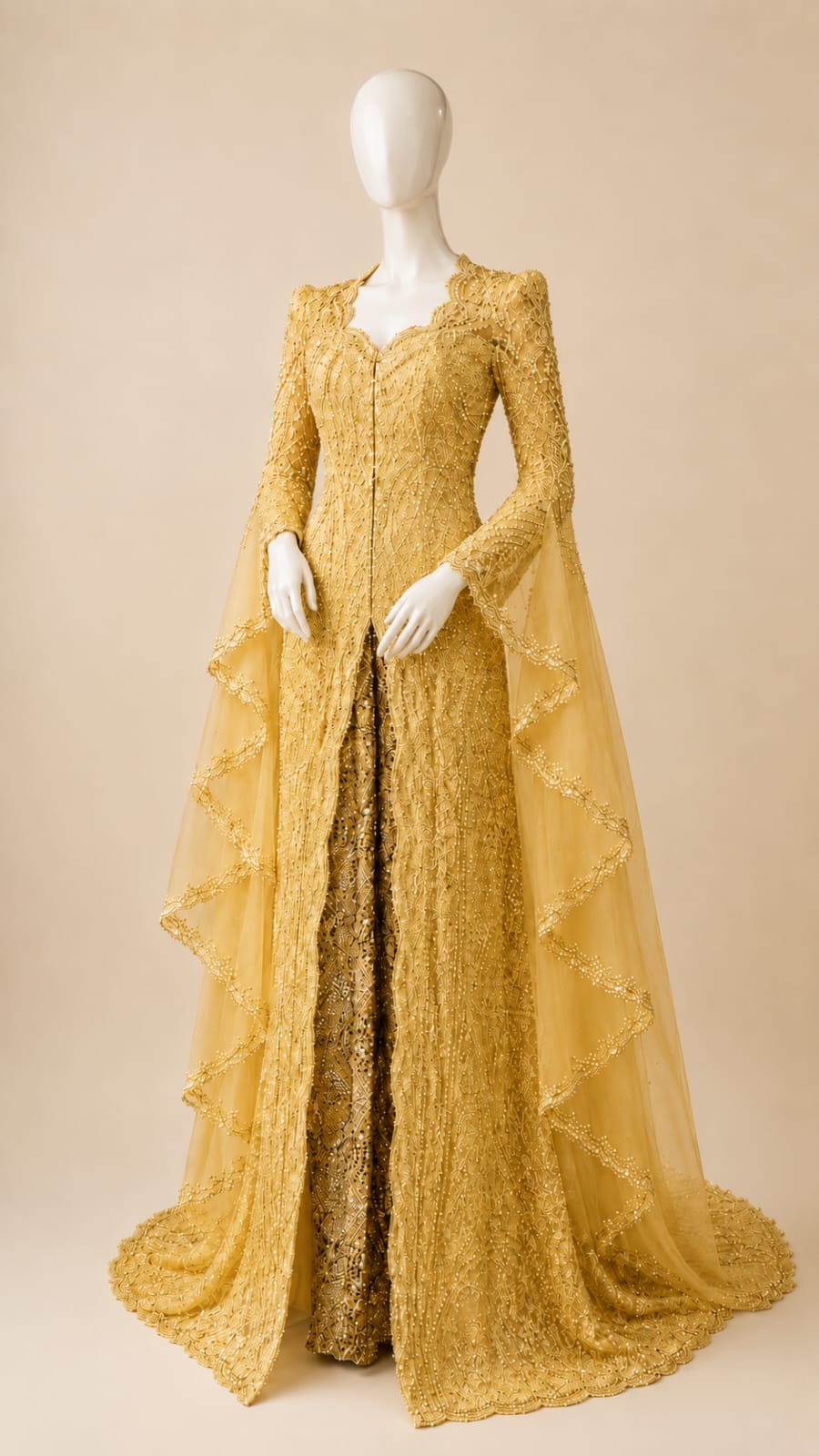 Women’s Luxury Embroidered Sequin Kebaya with Long Shawl | By Lunaria Couture