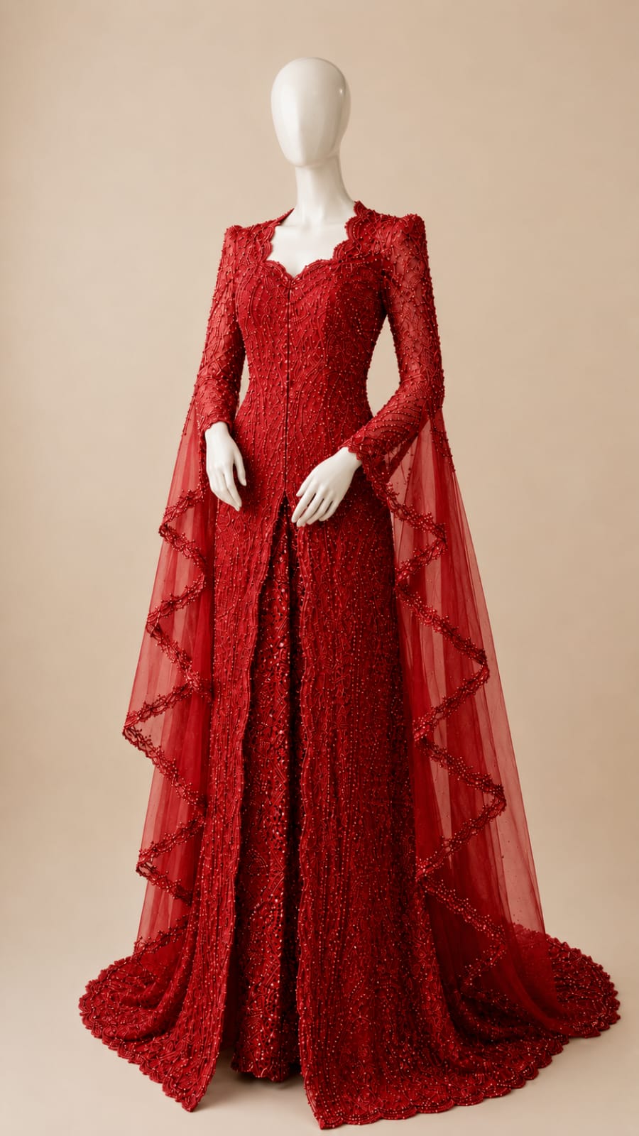 Women’s Luxury Embroidered Sequin Kebaya with Long Shawl | By Lunaria Couture