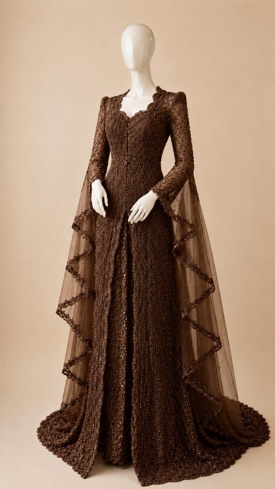 Women’s Luxury Embroidered Sequin Kebaya with Long Shawl | By Lunaria Couture