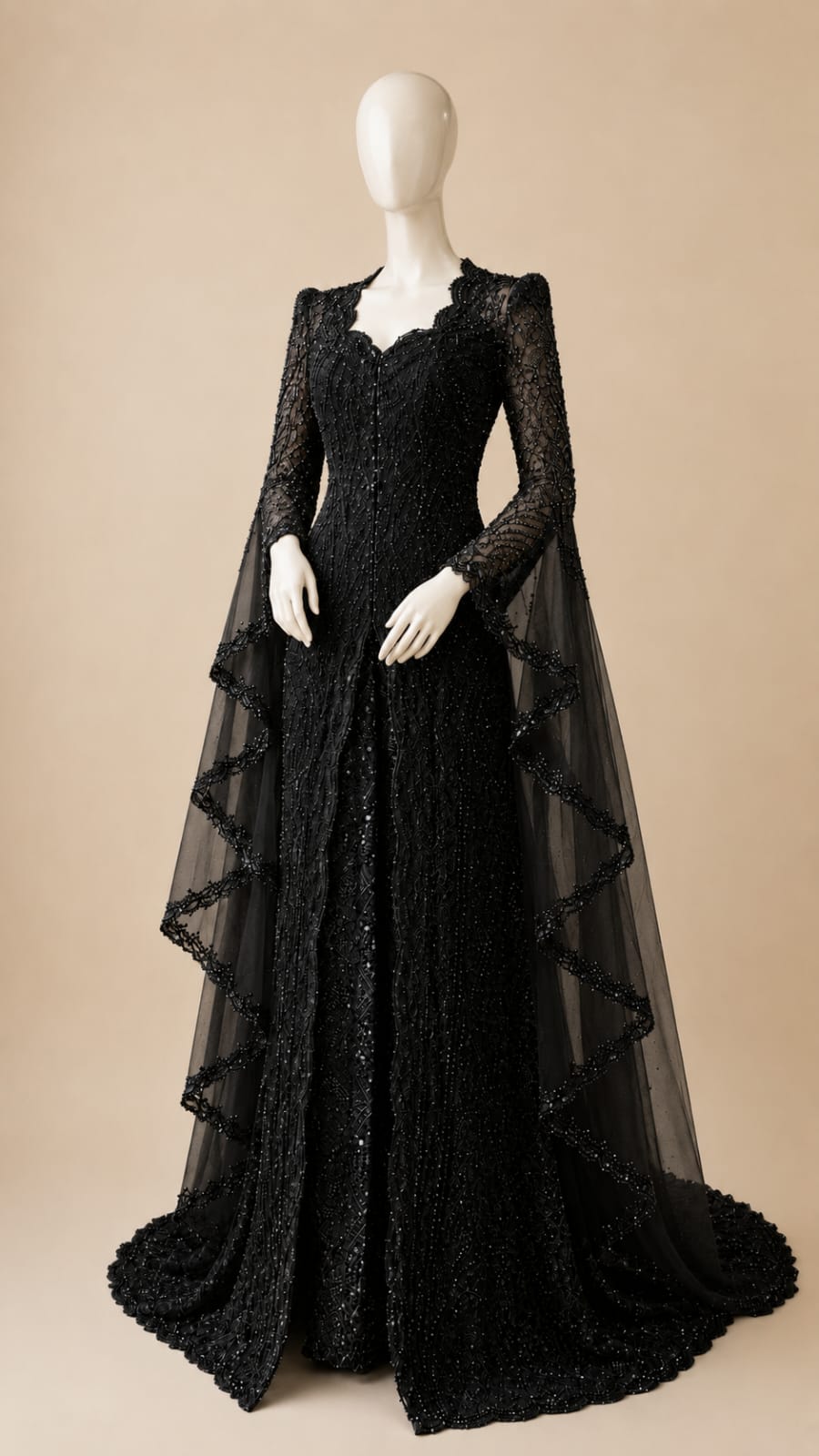 Women’s Luxury Embroidered Sequin Kebaya with Long Shawl | By Lunaria Couture