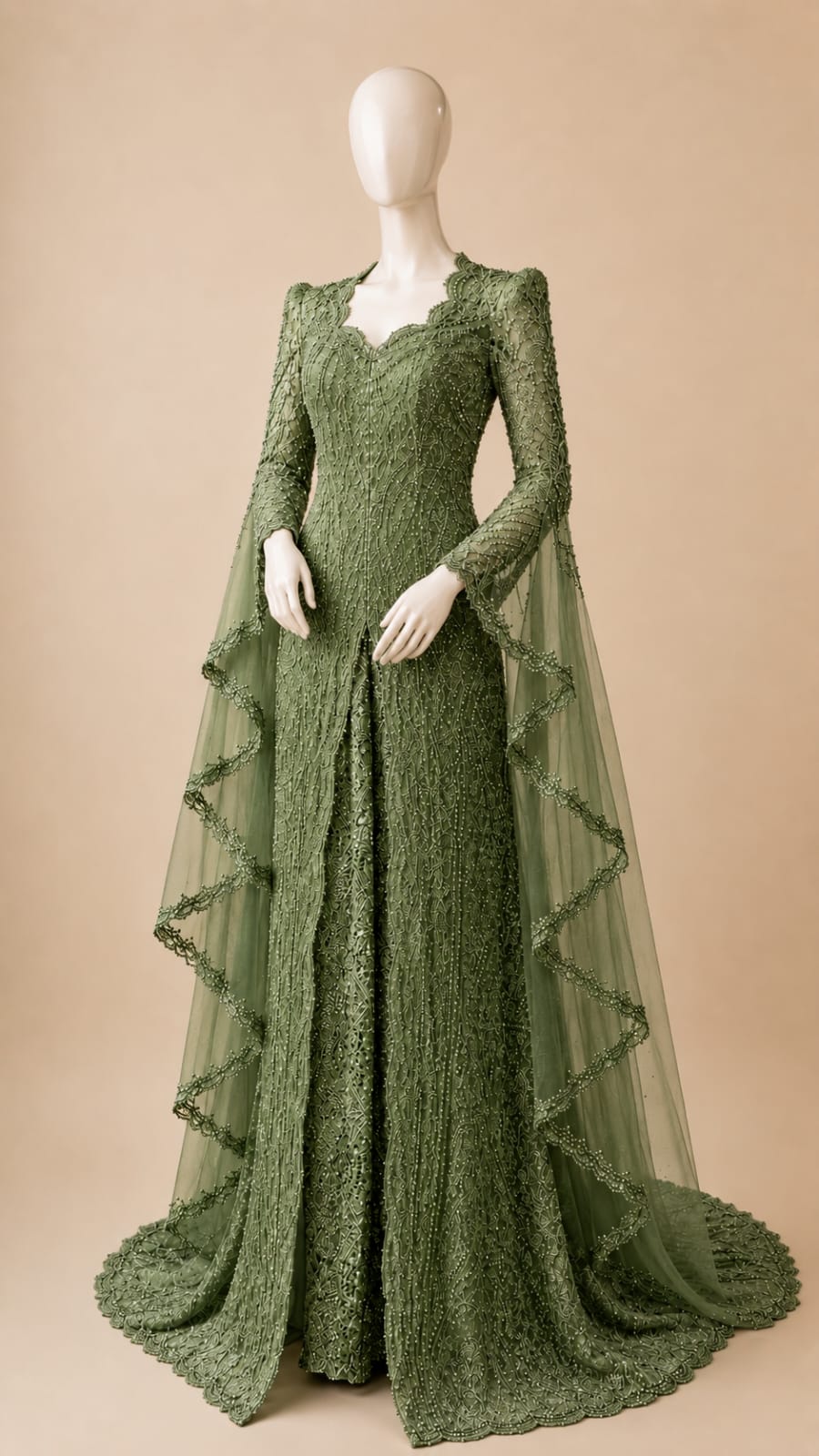 Women’s Luxury Embroidered Sequin Kebaya with Long Shawl | By Lunaria Couture