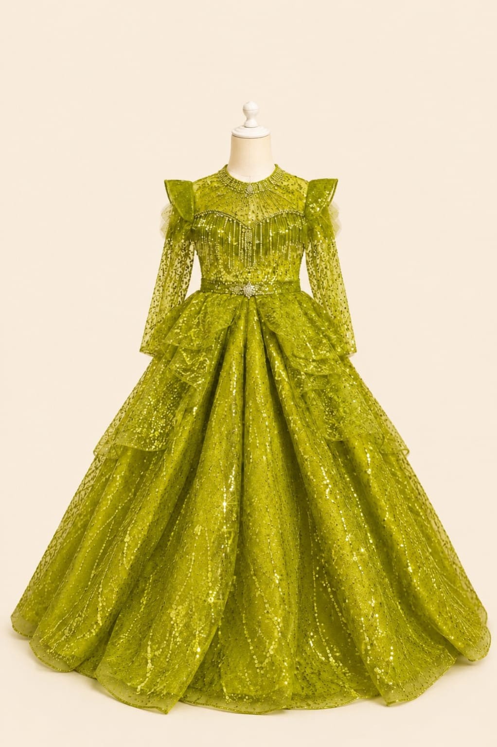 Glamorous Sequined Princess Girl's Gown | By lunaria couture