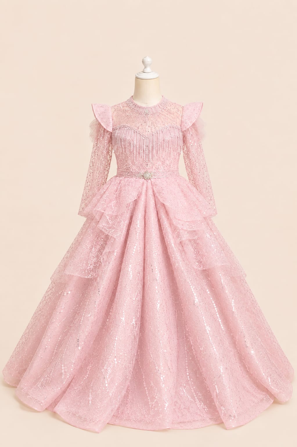 Glamorous Sequined Princess Girl's Gown | By lunaria couture