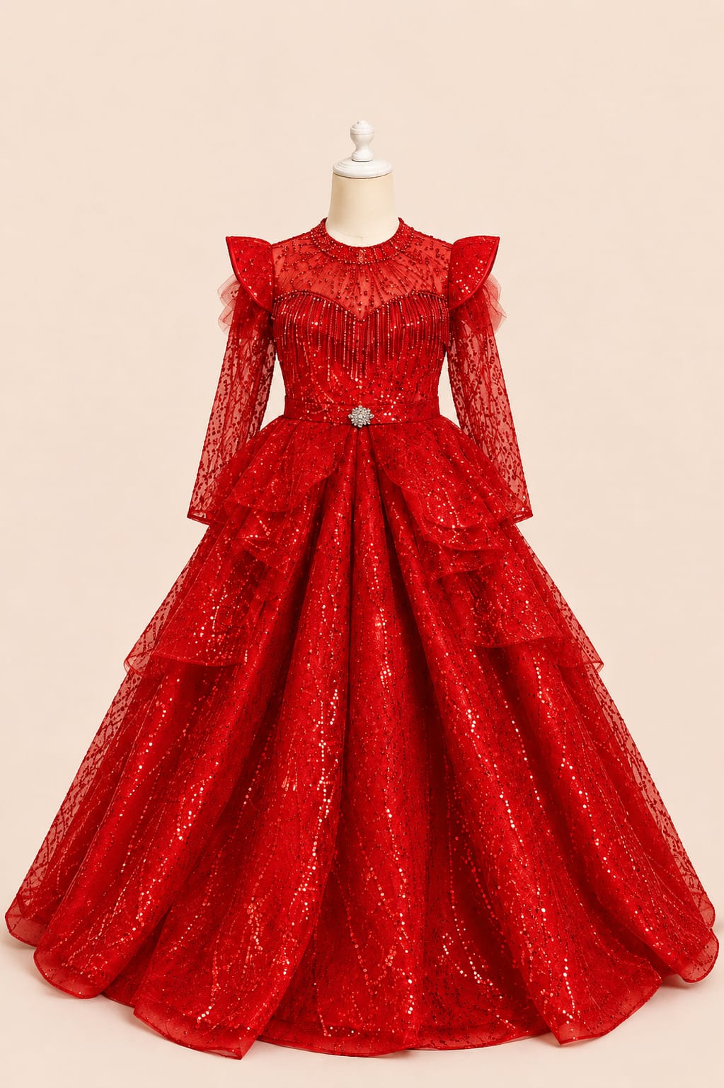 Glamorous Sequined Princess Girl's Gown | By lunaria couture