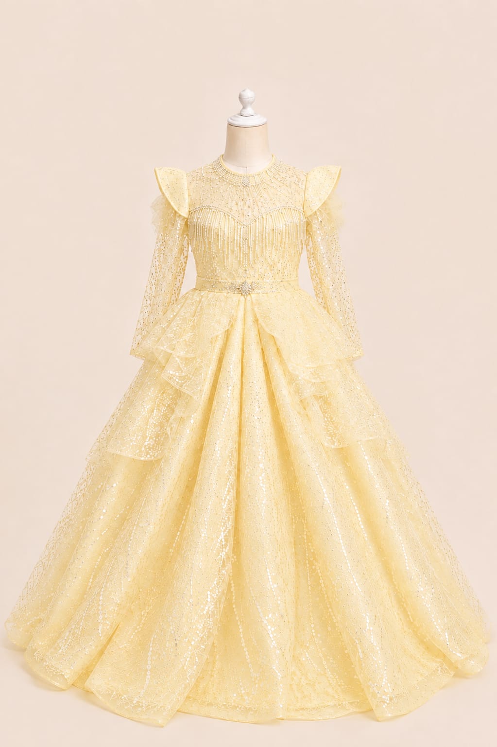 Glamorous Sequined Princess Girl's Gown | By lunaria couture