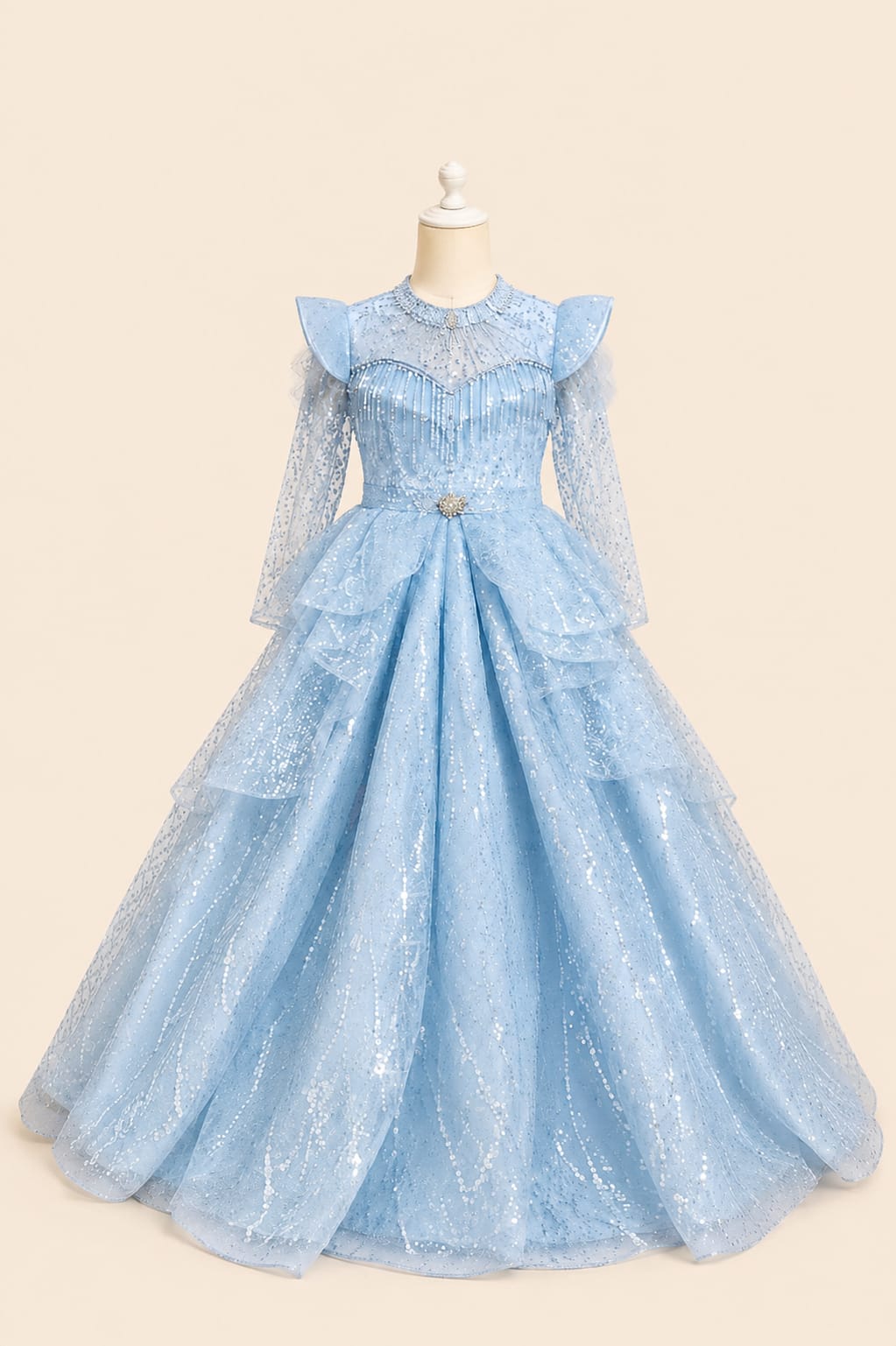 Glamorous Sequined Princess Girl's Gown | By lunaria couture
