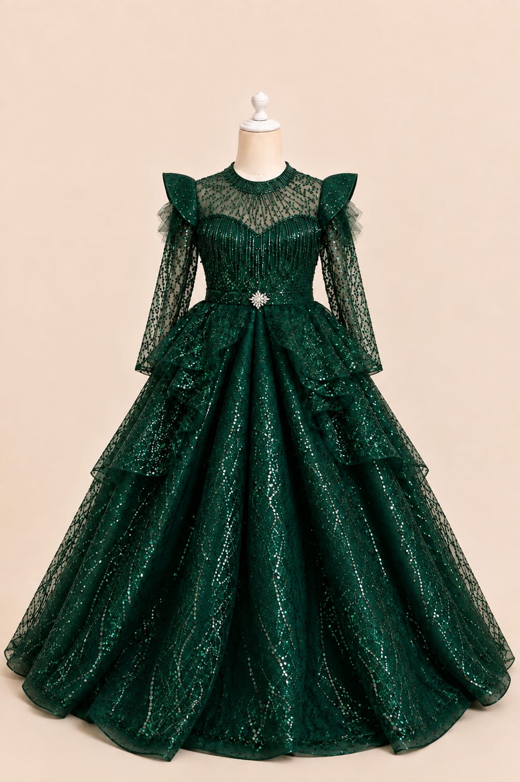 Glamorous Sequined Princess Girl's Gown | By lunaria couture