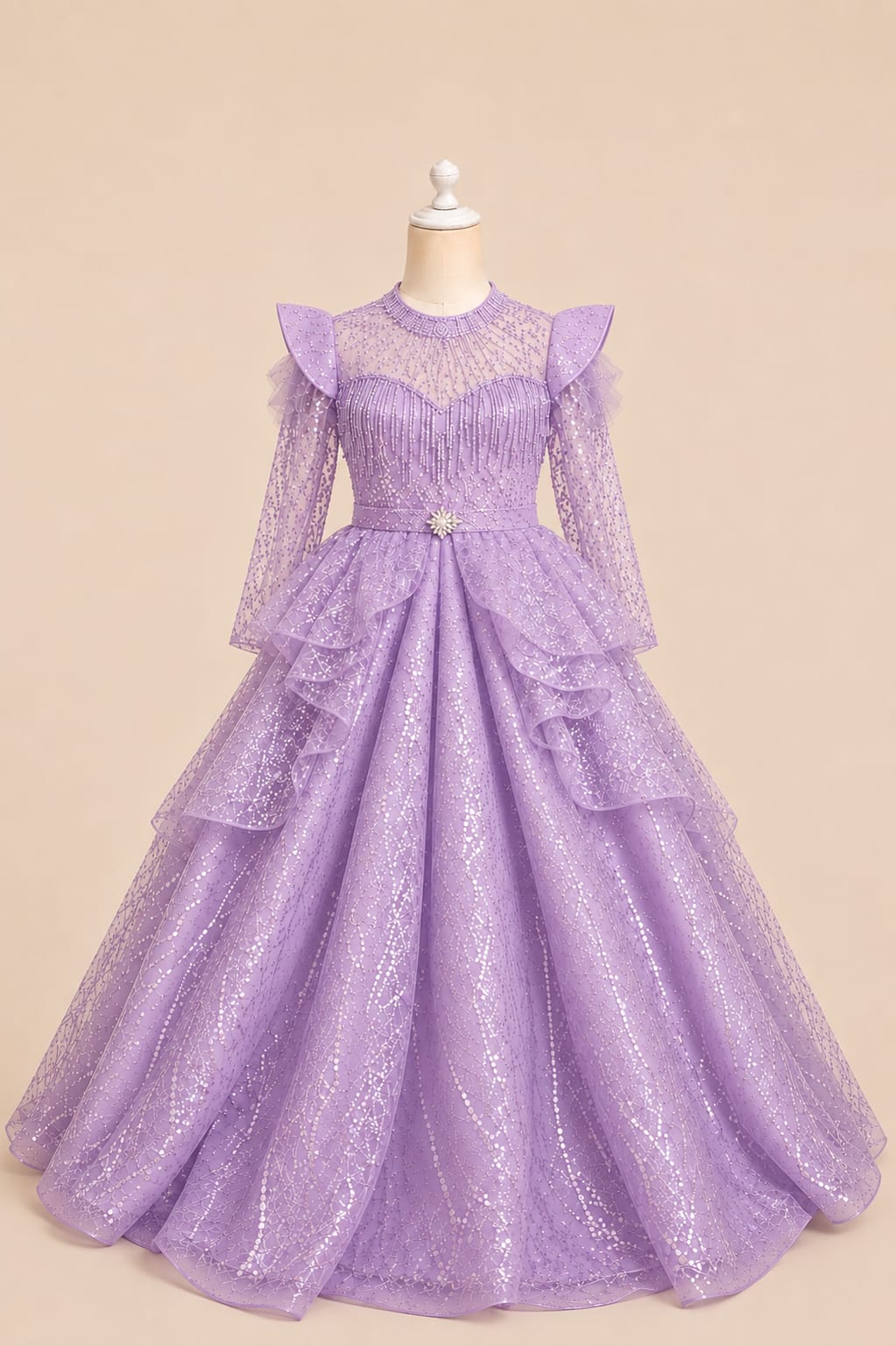 Glamorous Sequined Princess Girl's Gown | By lunaria couture