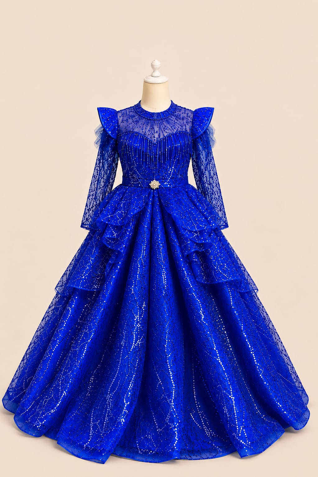 Glamorous Sequined Princess Girl's Gown | By lunaria couture