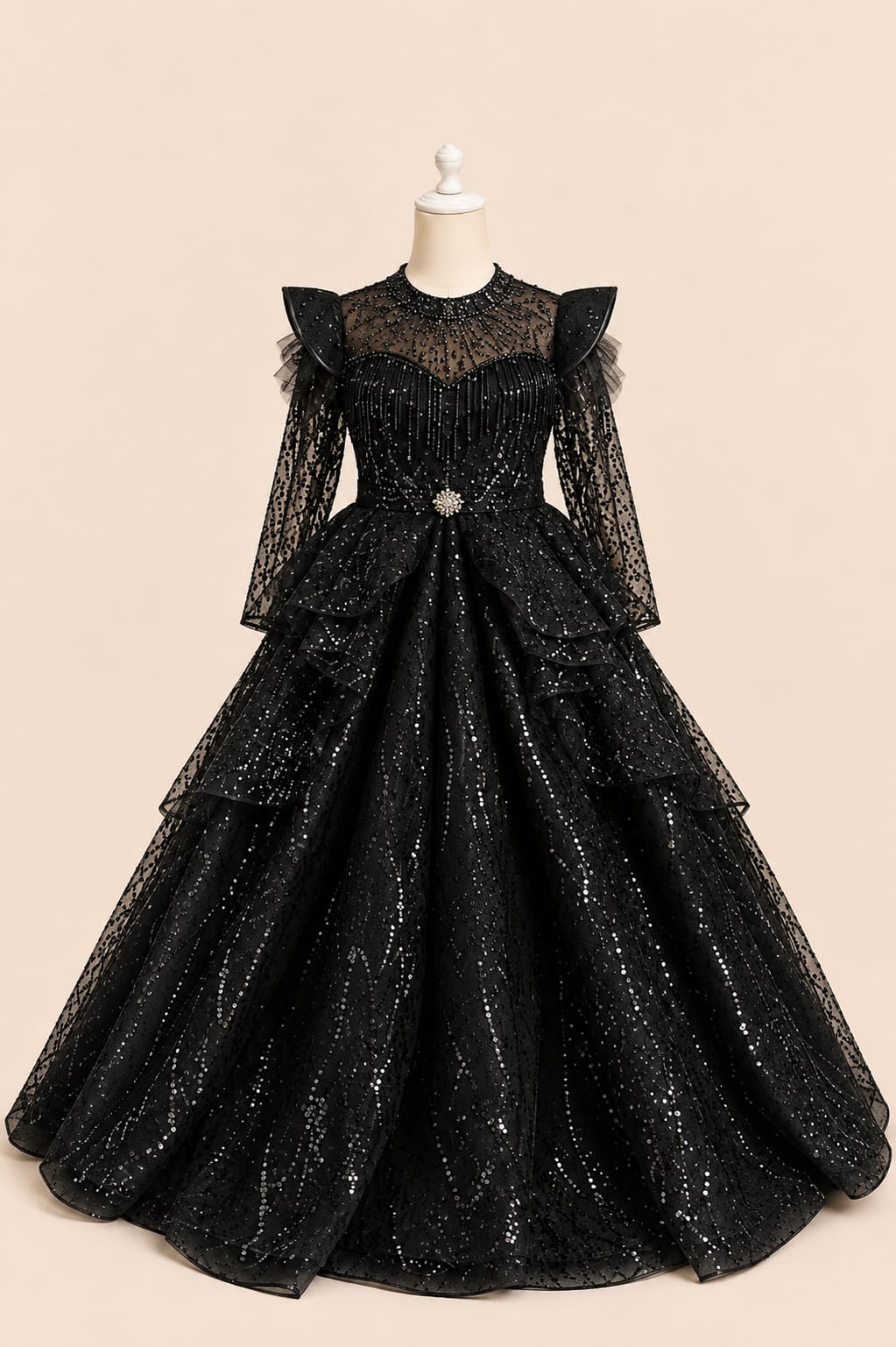 Glamorous Sequined Princess Girl's Gown | By lunaria couture
