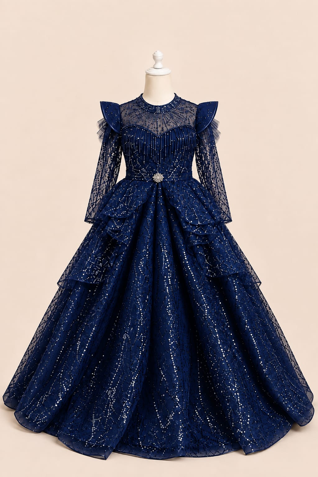 Glamorous Sequined Princess Girl's Gown | By lunaria couture