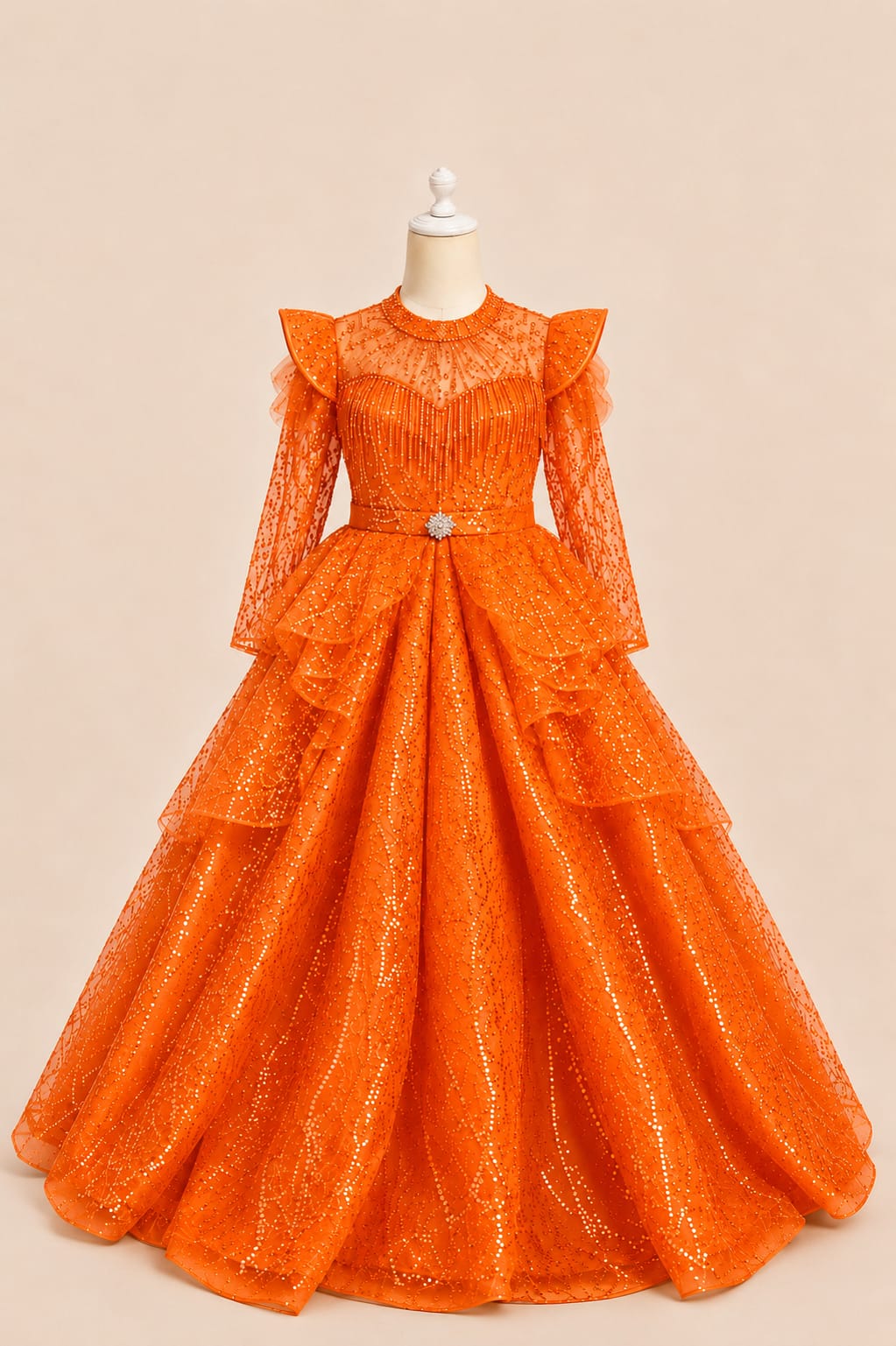 Glamorous Sequined Princess Girl's Gown | By lunaria couture