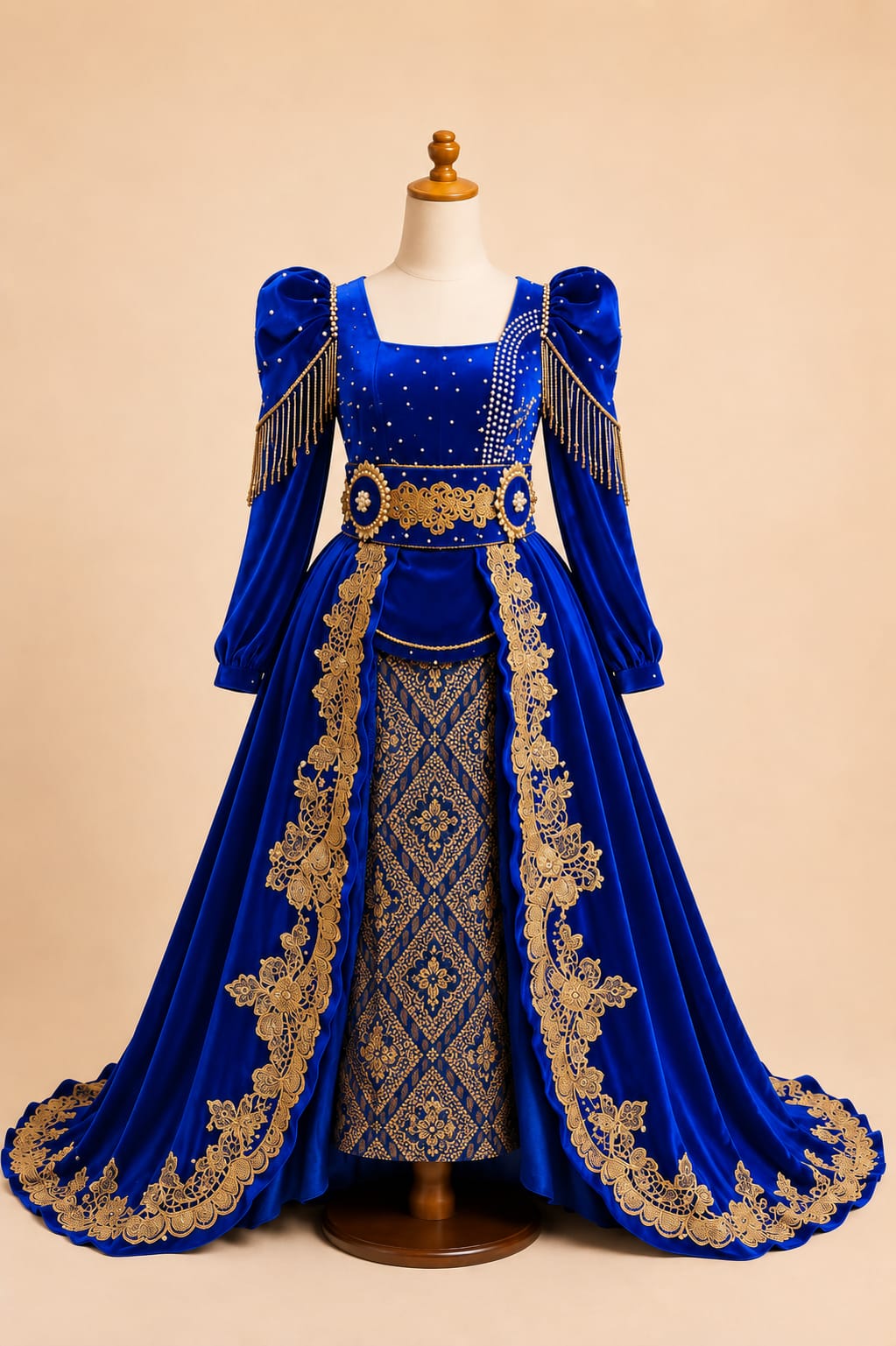 Premium Girls’ Party Kebaya with Elegant Lace and Sequin Details | Girls’ Party Gown | By Lunaria Couture