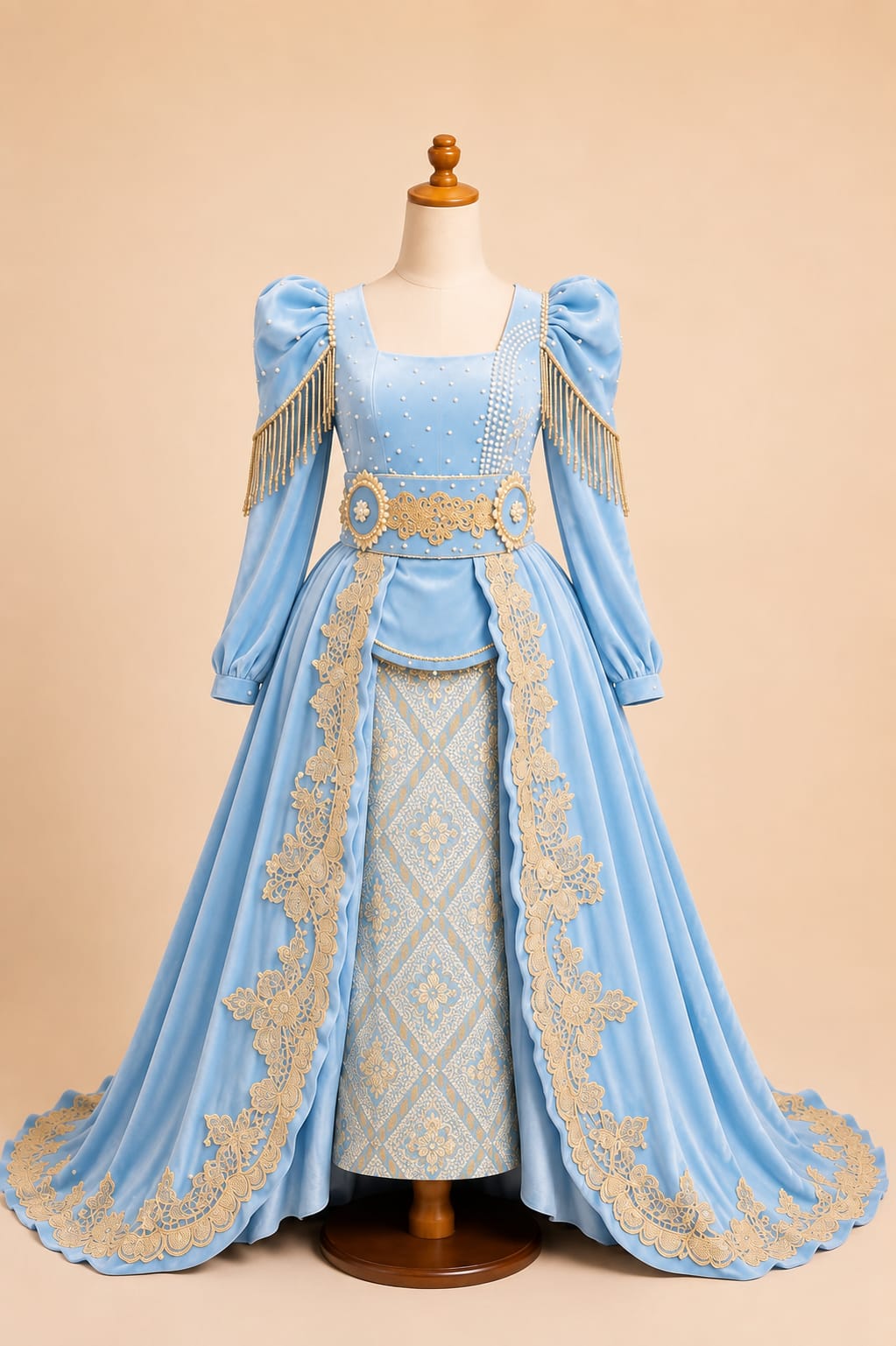 Premium Girls’ Party Kebaya with Elegant Lace and Sequin Details | Girls’ Party Gown | By Lunaria Couture