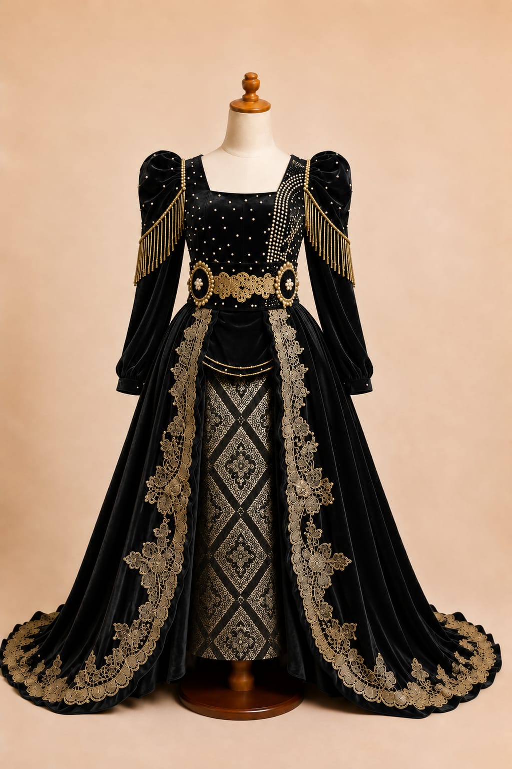 Premium Girls’ Party Kebaya with Elegant Lace and Sequin Details | Girls’ Party Gown | By Lunaria Couture
