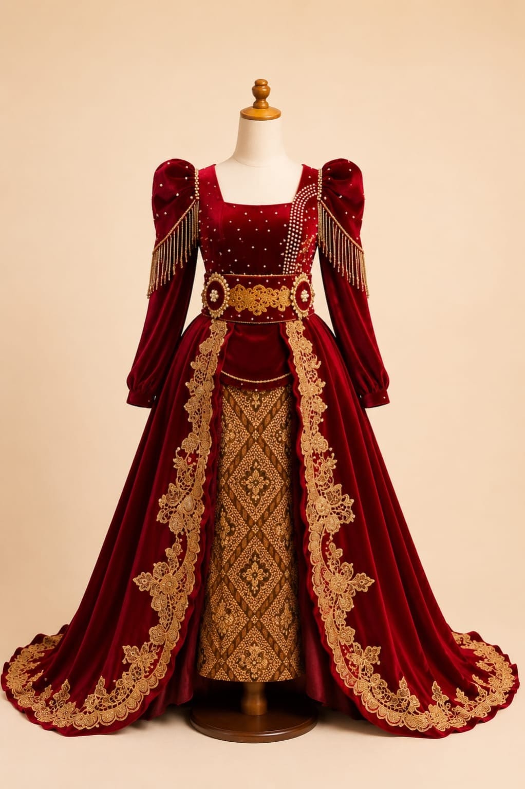 Premium Girls’ Party Kebaya with Elegant Lace and Sequin Details | Girls’ Party Gown | By Lunaria Couture