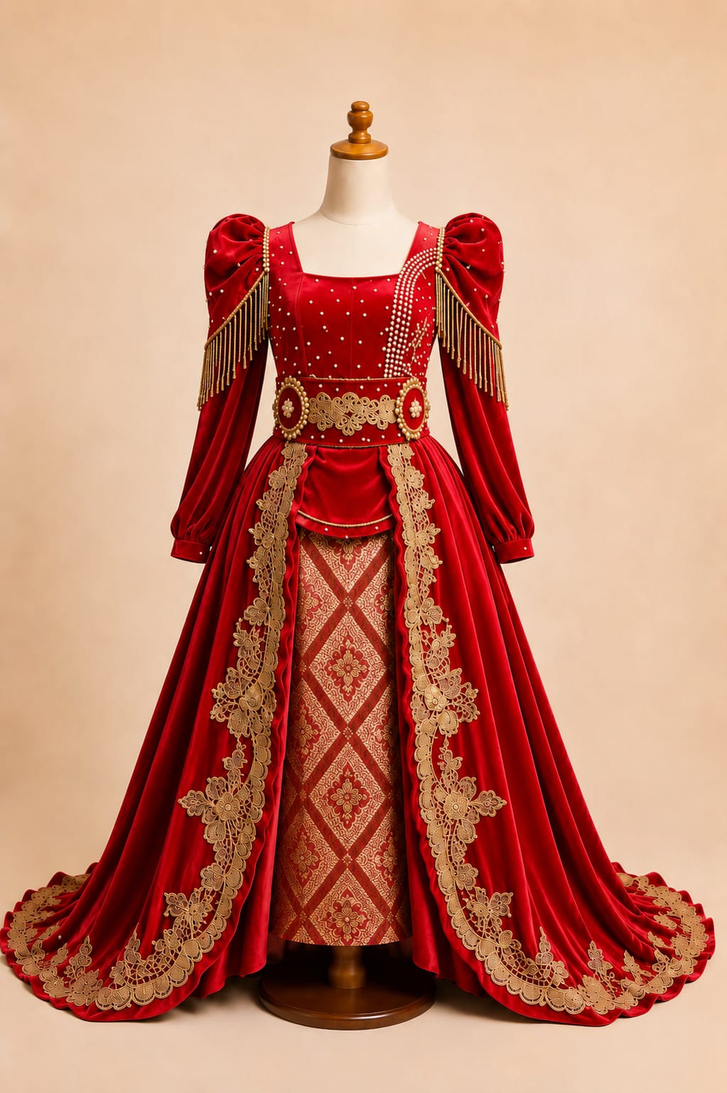 Premium Girls’ Party Kebaya with Elegant Lace and Sequin Details | Girls’ Party Gown | By Lunaria Couture