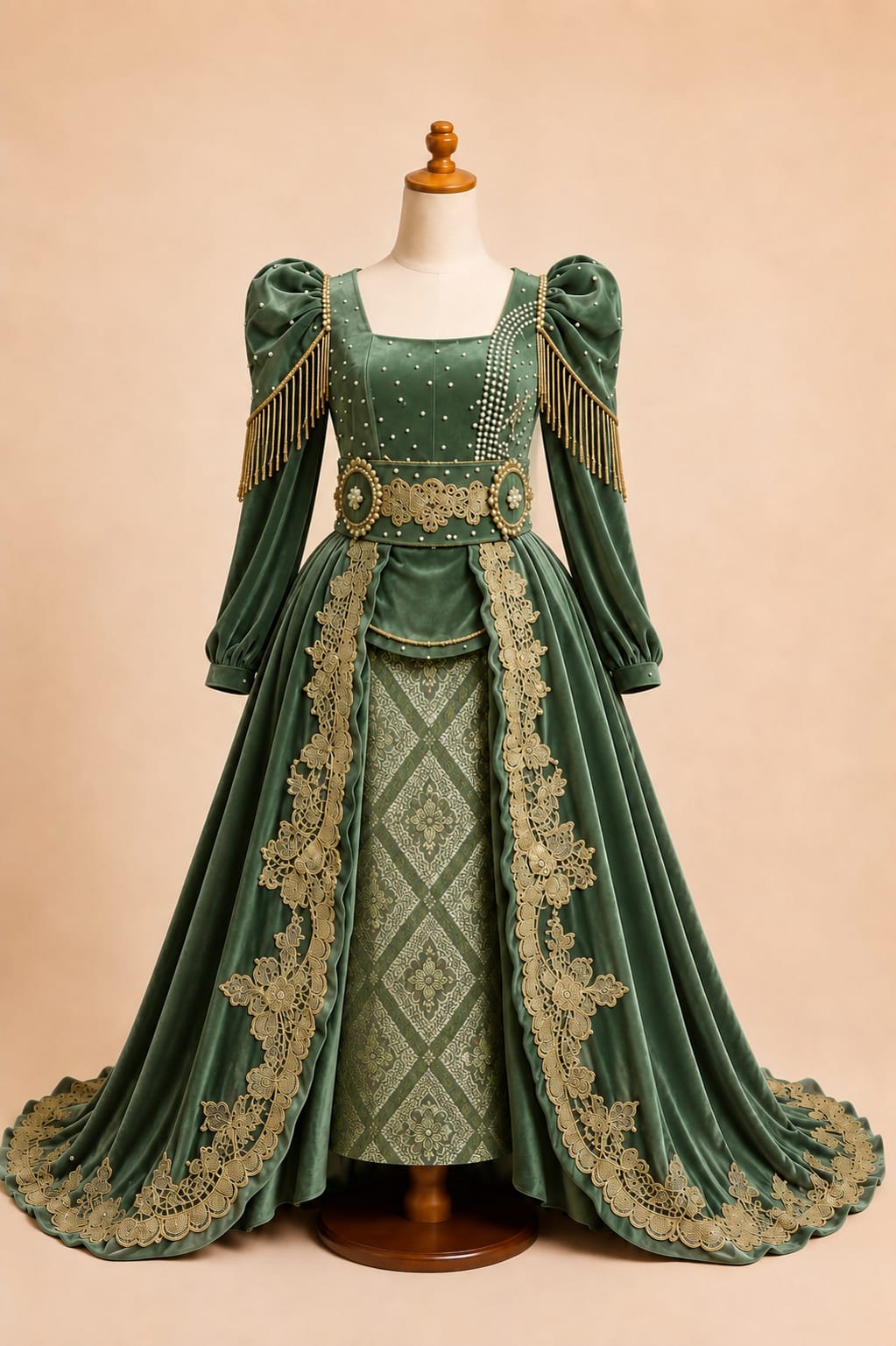 Premium Girls’ Party Kebaya with Elegant Lace and Sequin Details | Girls’ Party Gown | By Lunaria Couture