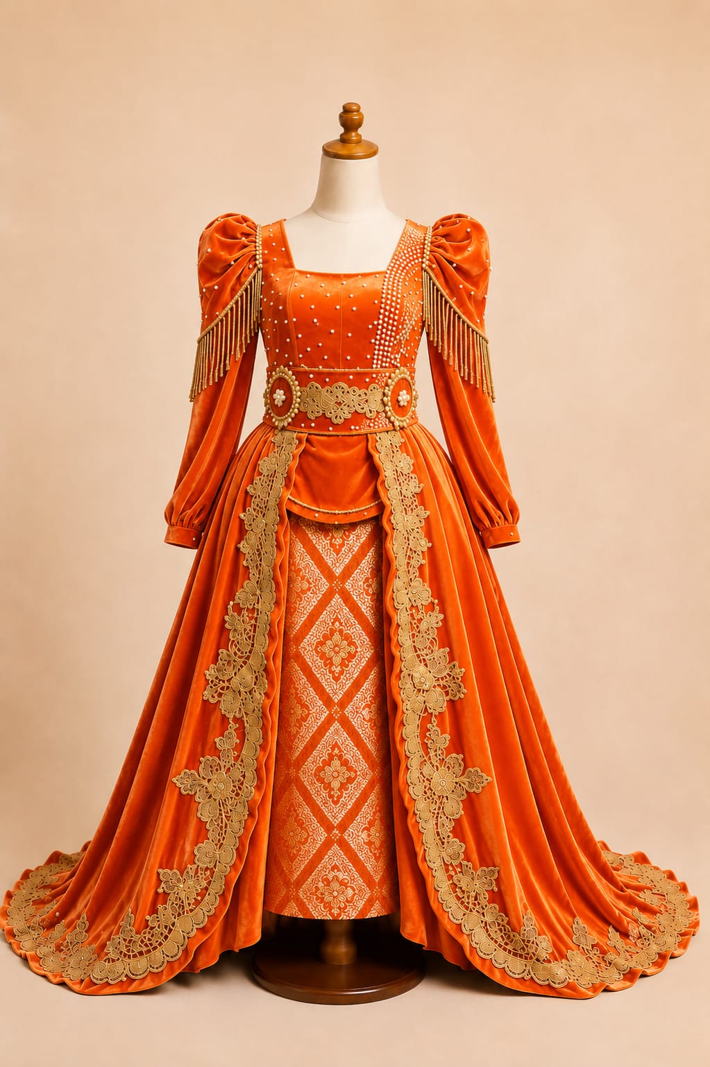 Premium Girls’ Party Kebaya with Elegant Lace and Sequin Details | Girls’ Party Gown | By Lunaria Couture