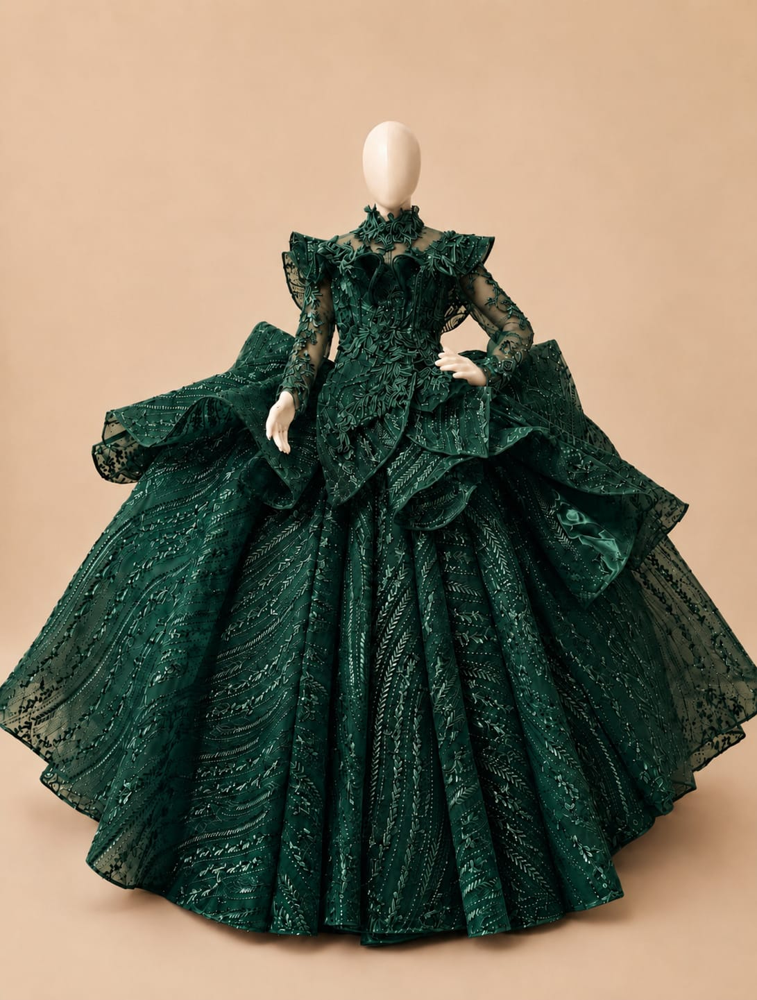 Japanese Sequin Full-Embellished Evening Wedding Gown |By Lunaria Couture
