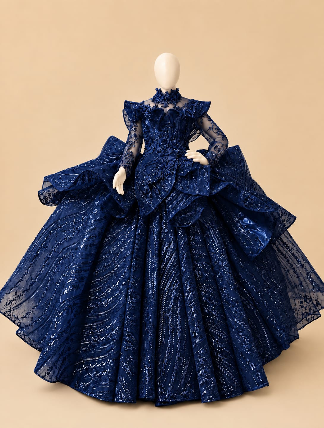 Japanese Sequin Full-Embellished Evening Wedding Gown |By Lunaria Couture