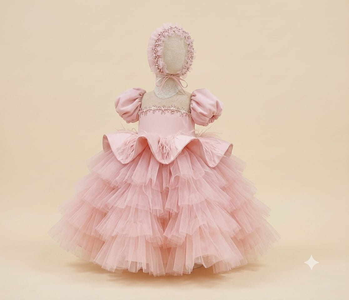 Premium Princess Girl’s Dress – Luxury Party Dress with Matching Hat