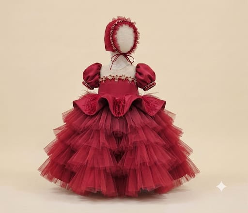 Premium Princess Girl’s Dress – Luxury Party Dress with Matching Hat