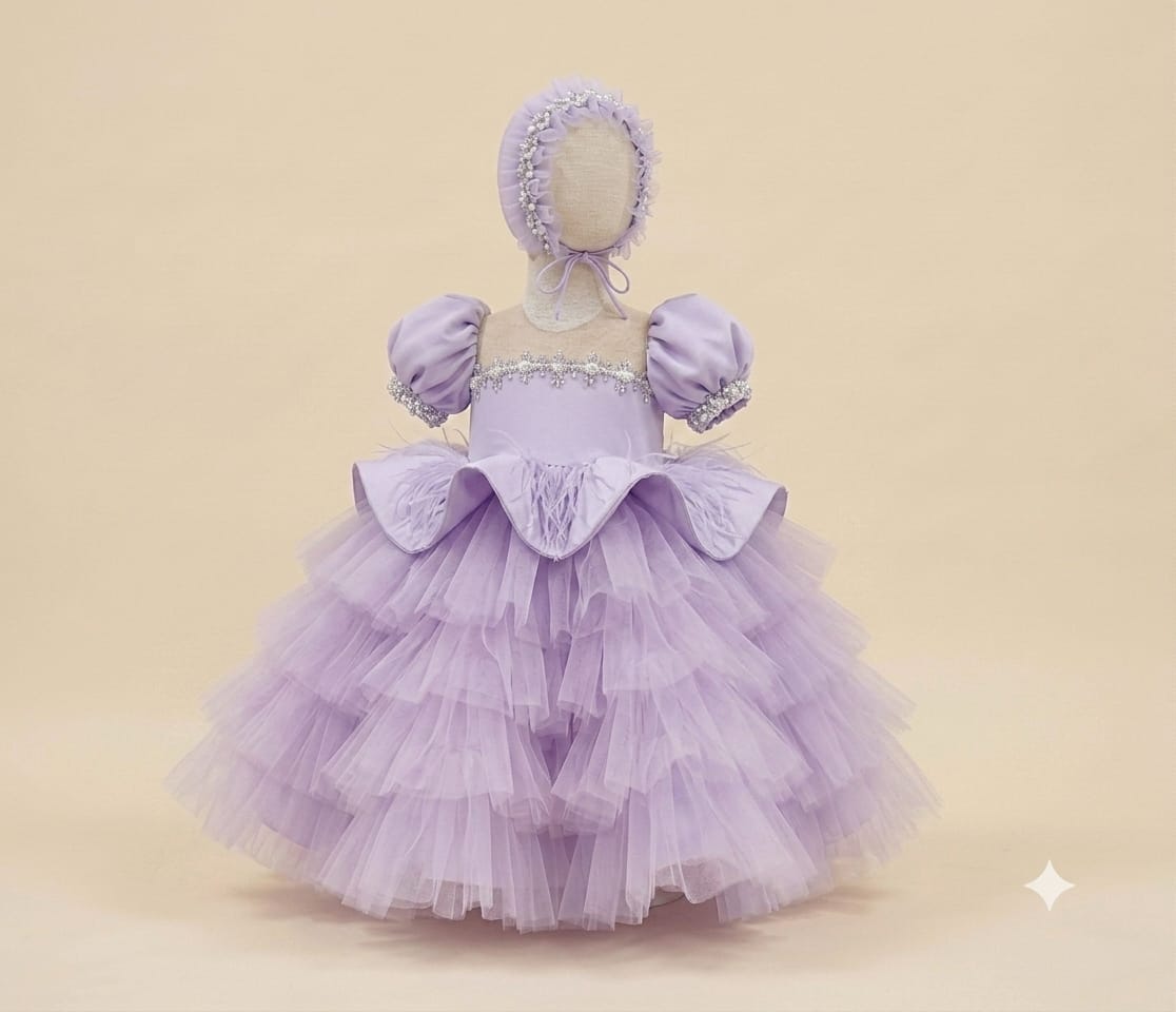 Premium Princess Girl’s Dress – Luxury Party Dress with Matching Hat