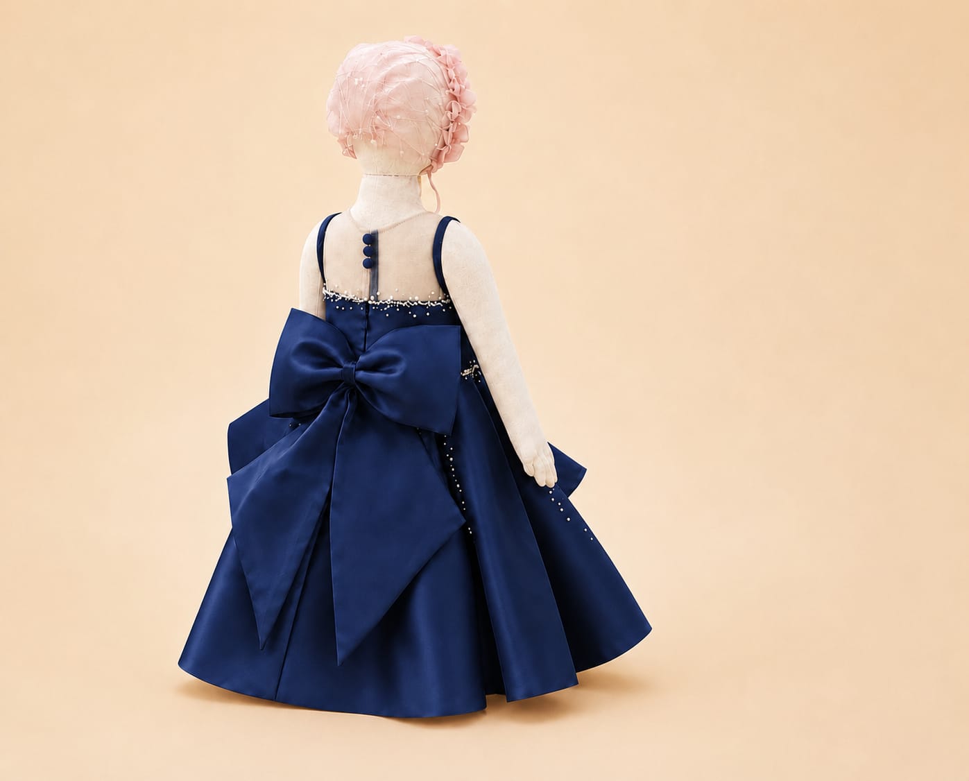 Elegant Girls’ Party Dress with Large Back Bow |By Lunaria Couture