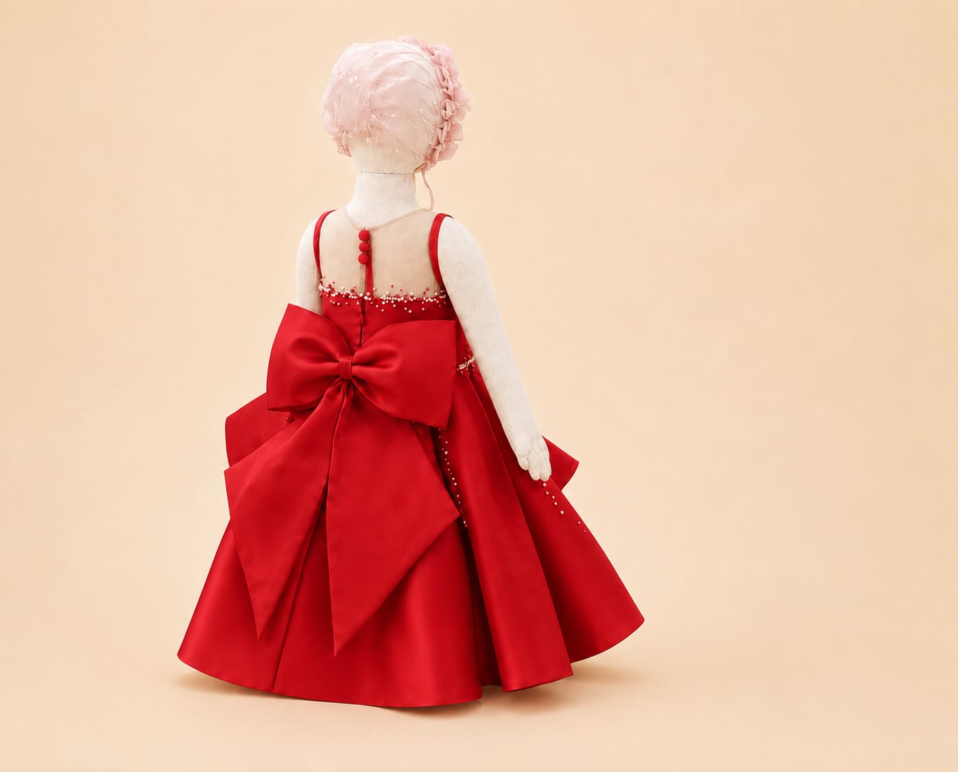 Elegant Girls’ Party Dress with Large Back Bow |By Lunaria Couture