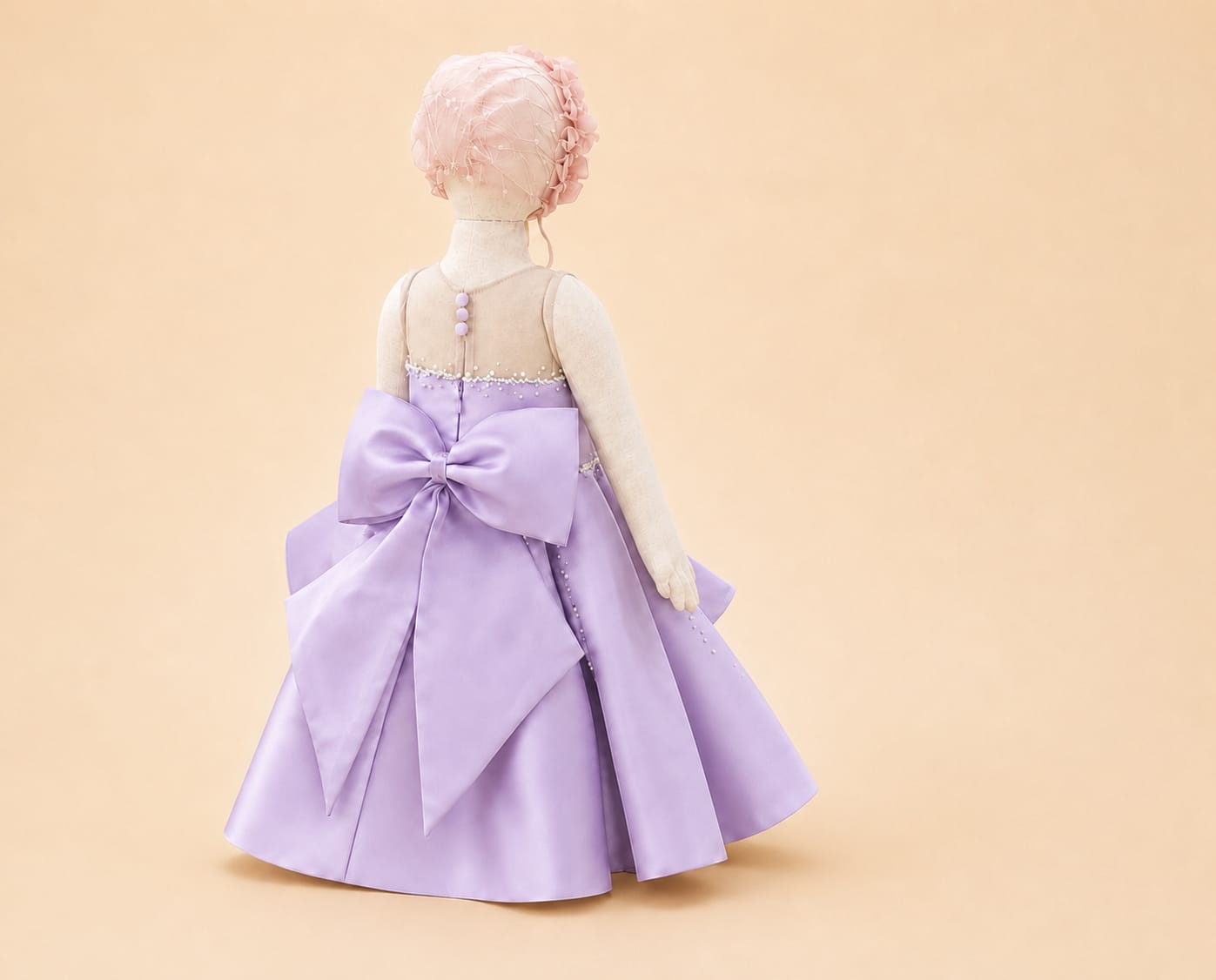 Elegant Girls’ Party Dress with Large Back Bow |By Lunaria Couture