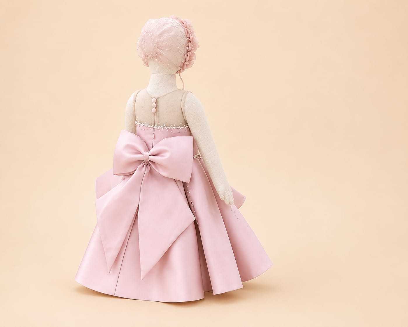 Elegant Girls’ Party Dress with Large Back Bow |By Lunaria Couture