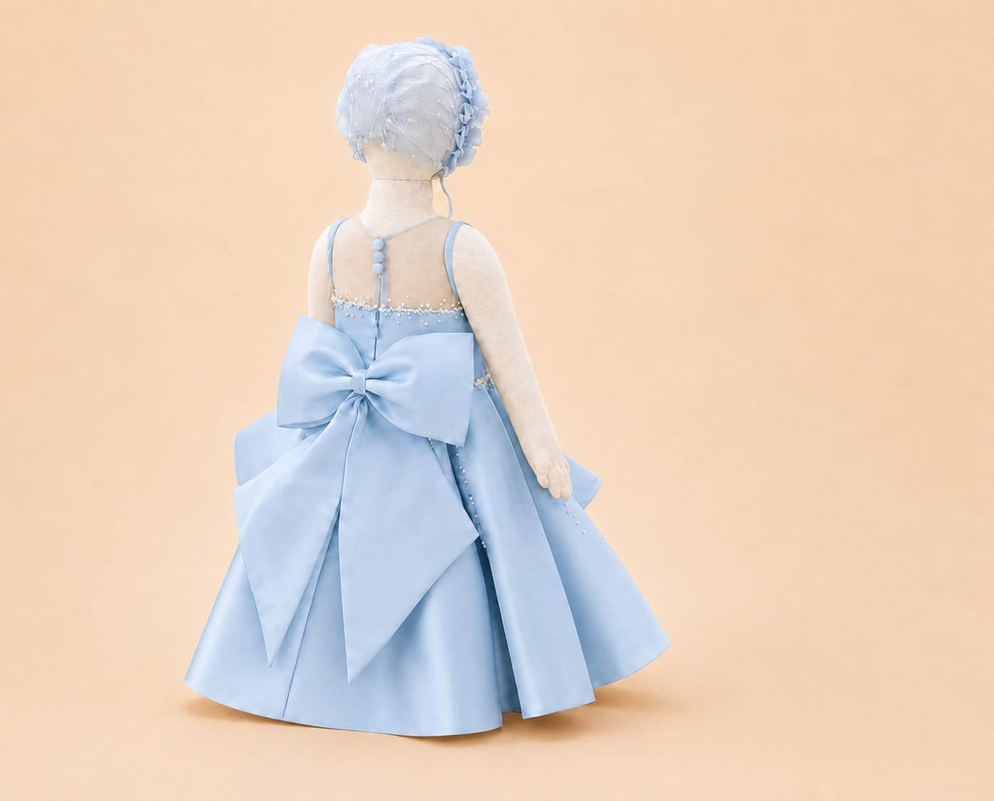 Elegant Girls’ Party Dress with Large Back Bow |By Lunaria Couture