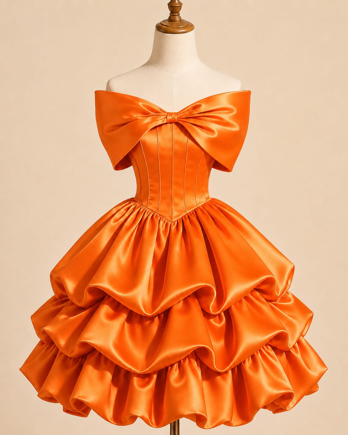 Tiered Evening Gown with Luxurious Bow