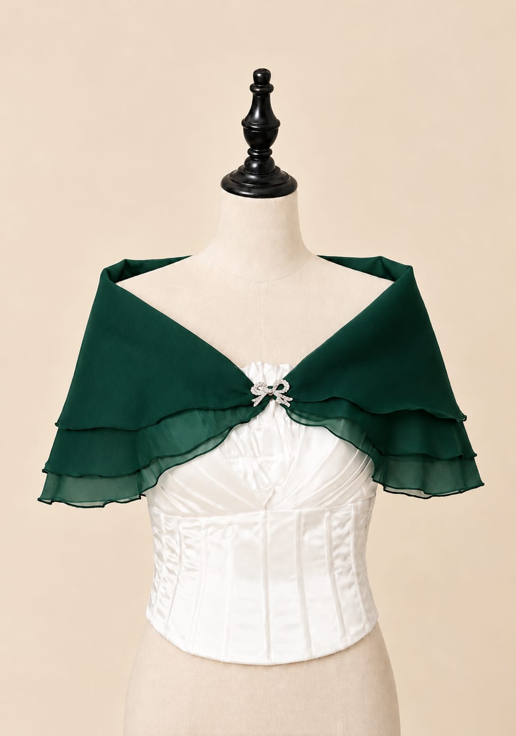 Layered Shoulder Shawl with Luxury Brooch