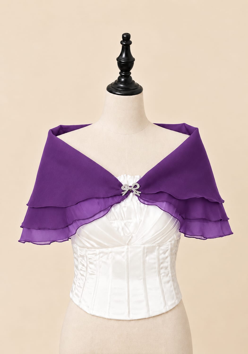 Layered Shoulder Shawl with Luxury Brooch