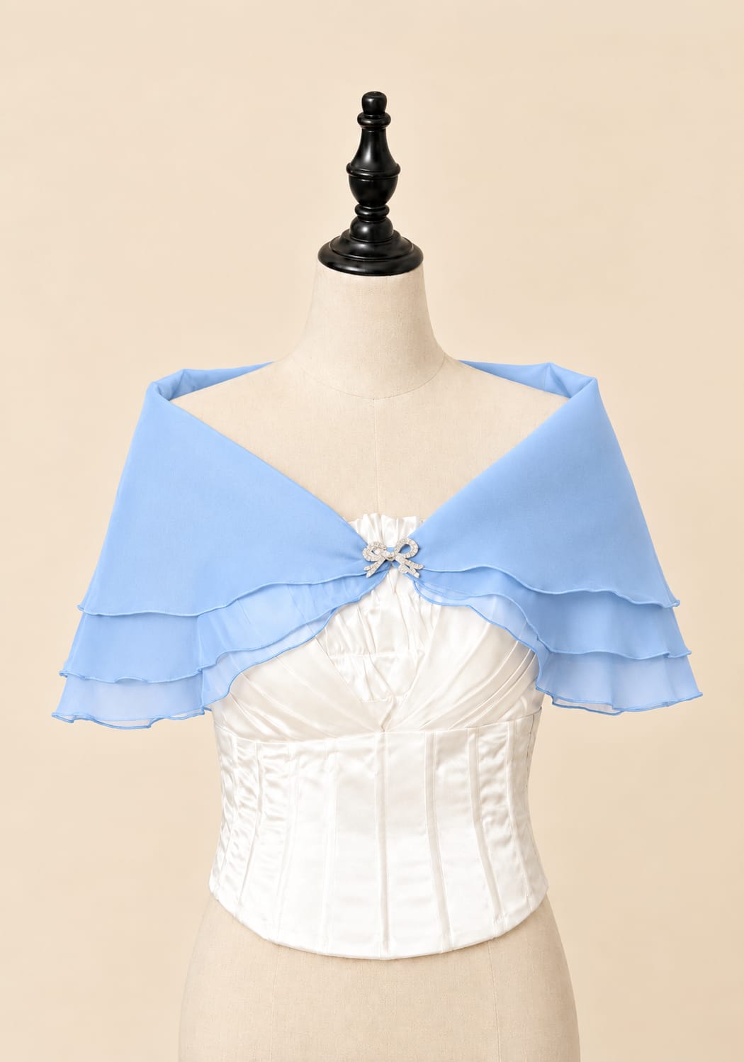 Layered Shoulder Shawl with Luxury Brooch