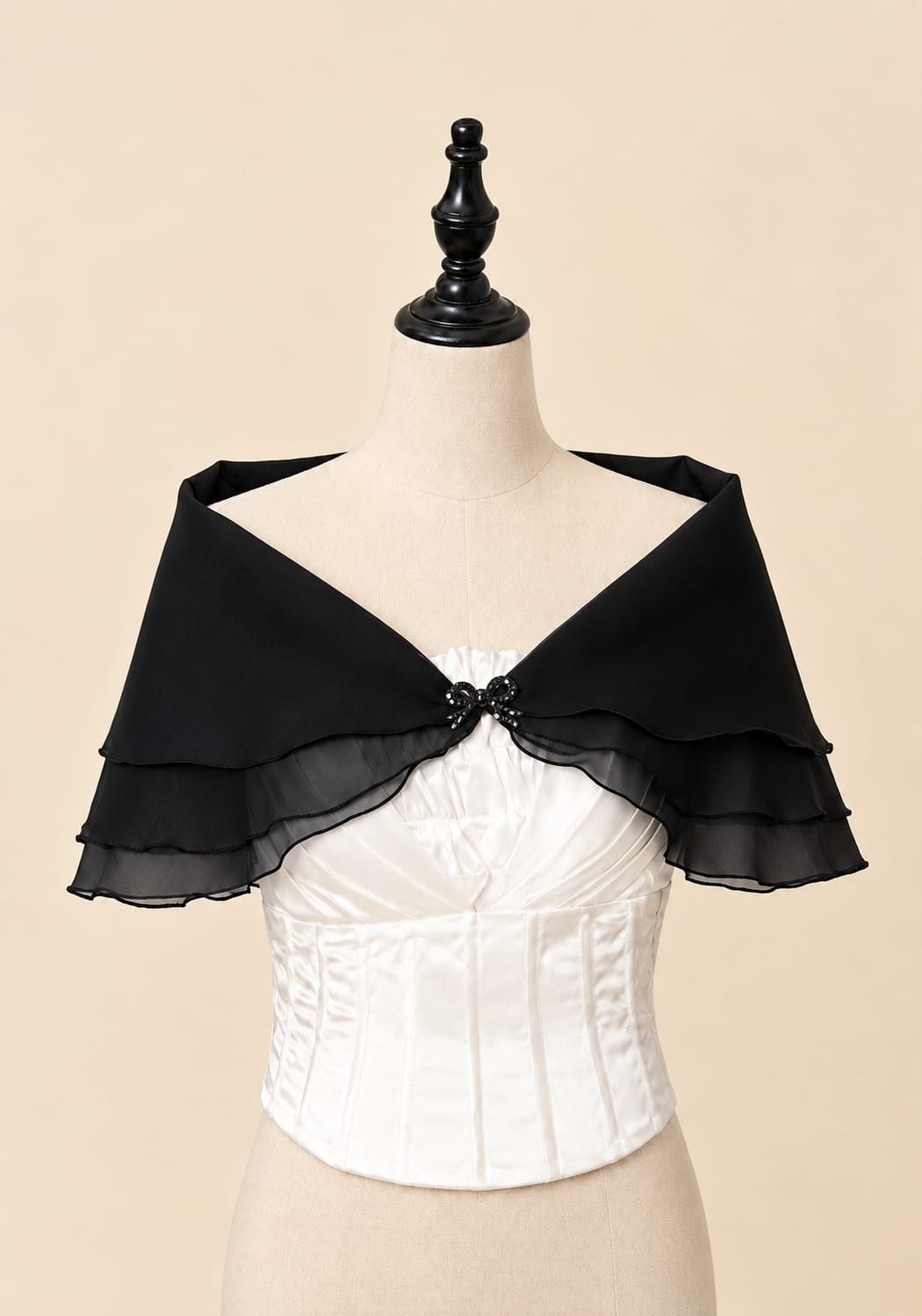Layered Shoulder Shawl with Luxury Brooch