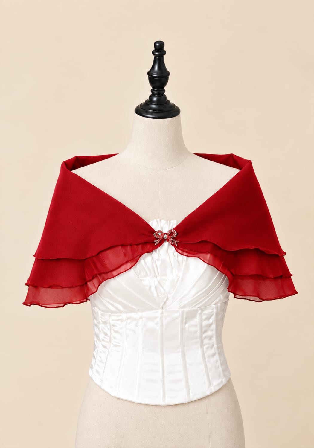Layered Shoulder Shawl with Luxury Brooch