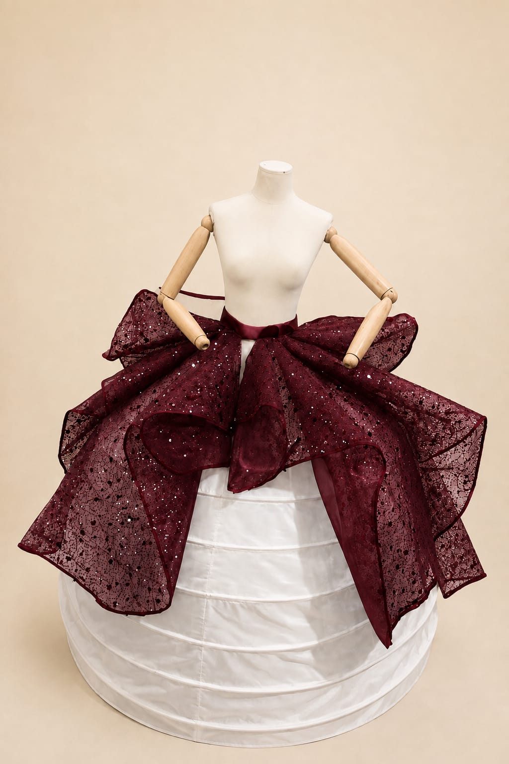 Luxury Oversized Bow Lace & Sequin Skirt Accessory