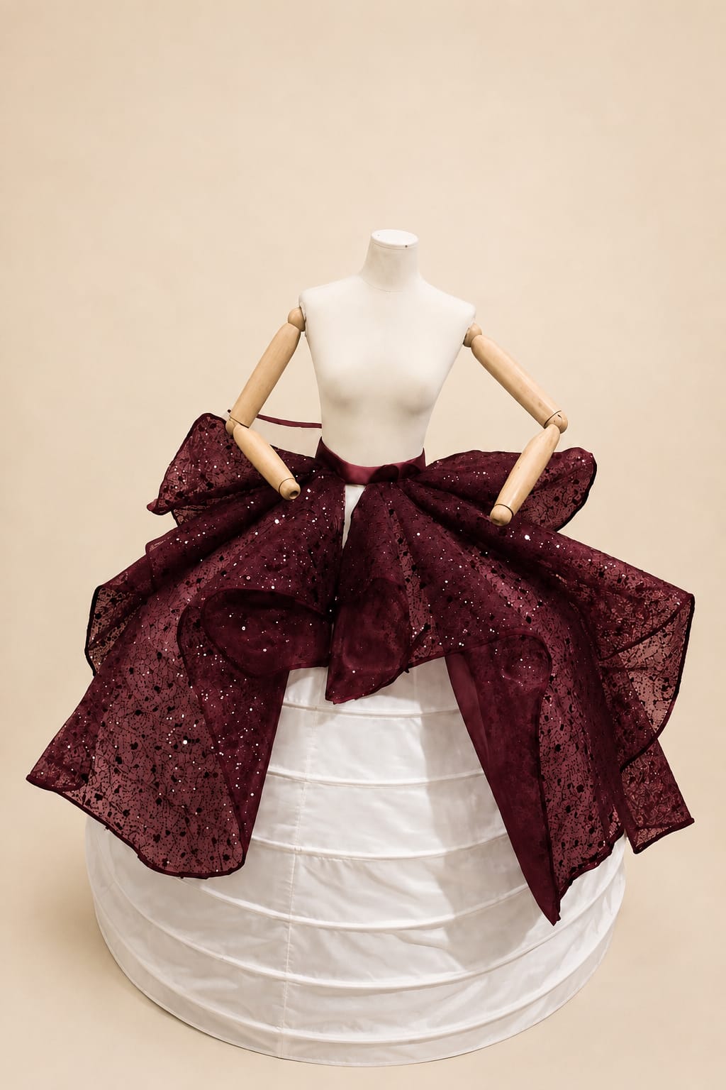 Luxury Oversized Bow Lace & Sequin Skirt Accessory