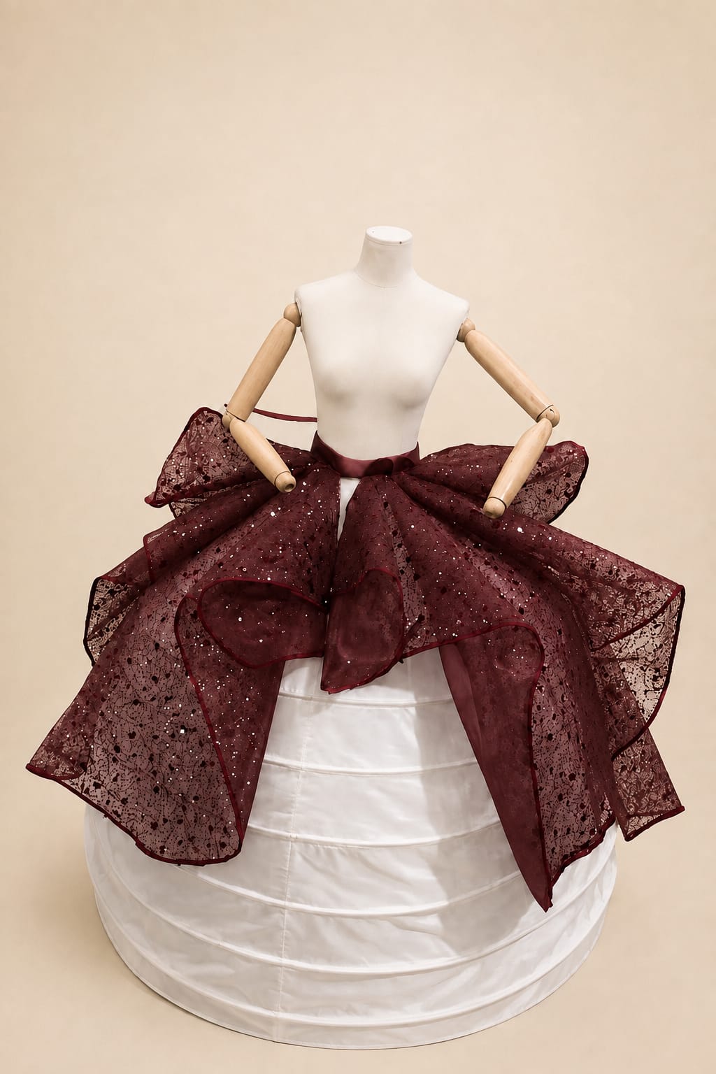 Luxury Oversized Bow Lace & Sequin Skirt Accessory
