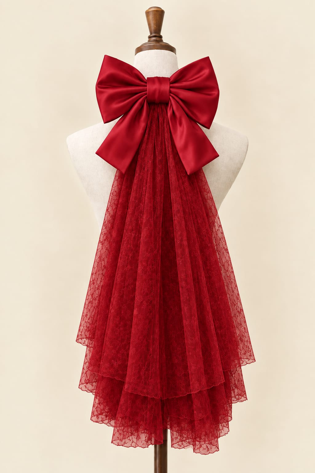 Large Bow Accessory with Layered Tulle Skirt