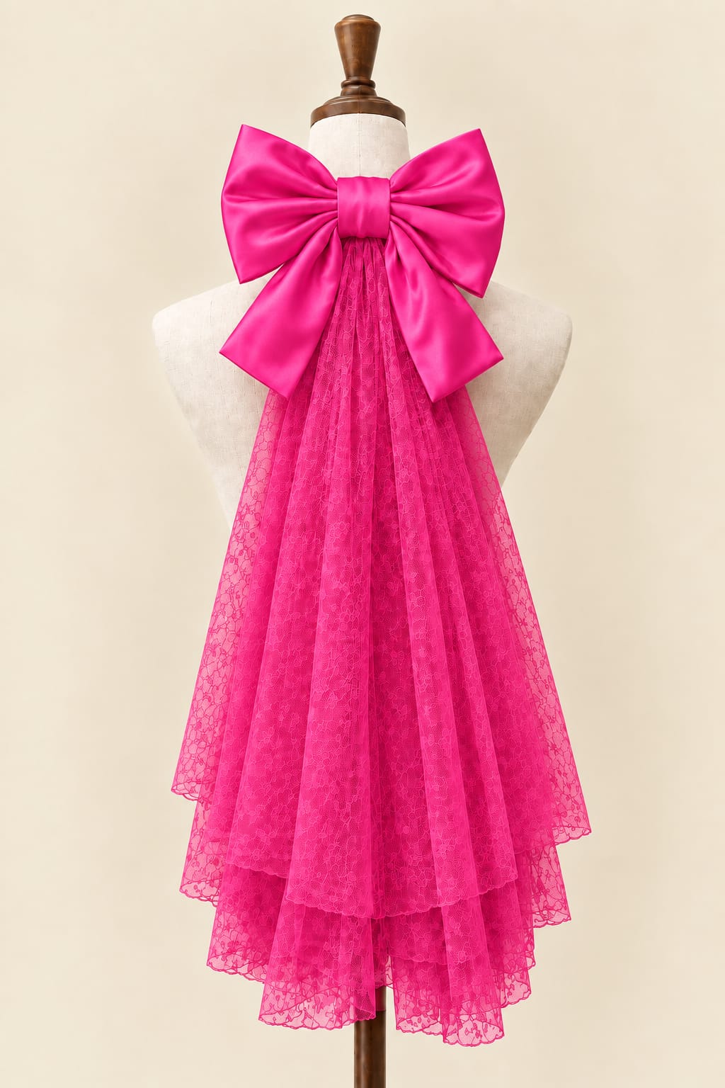 Large Bow Accessory with Layered Tulle Skirt
