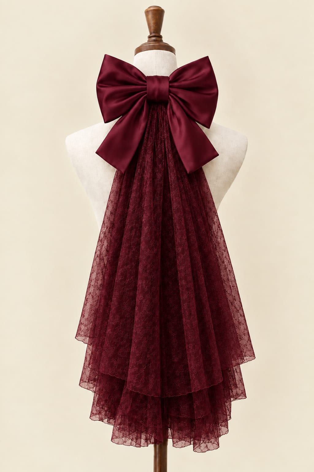Large Bow Accessory with Layered Tulle Skirt