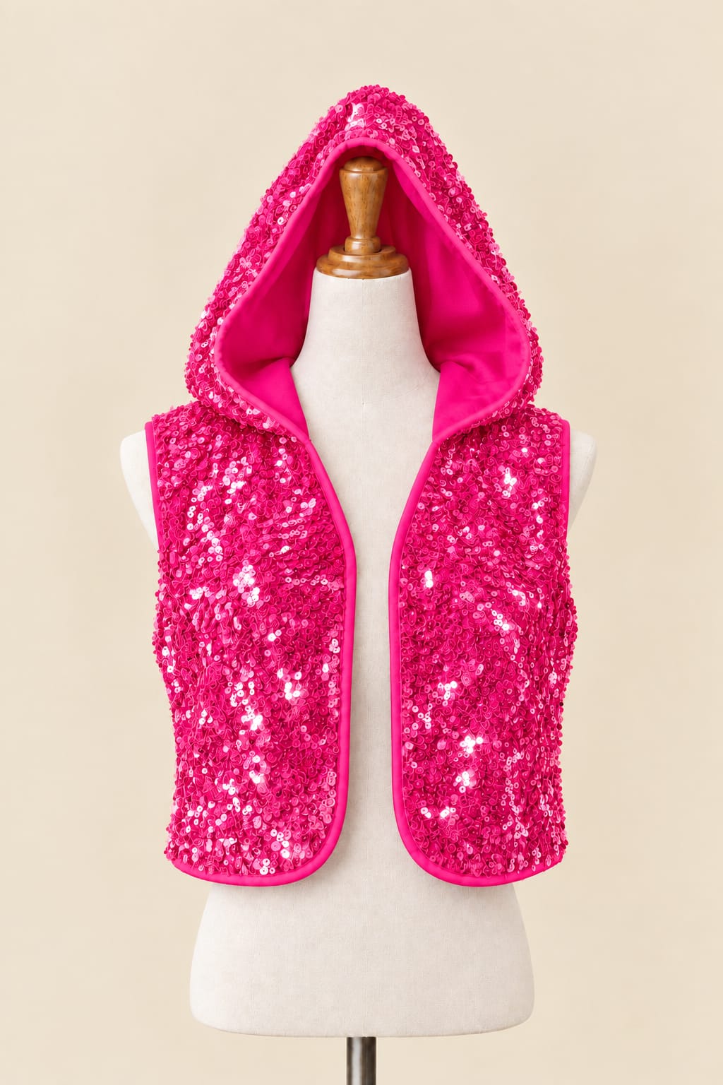 Luxury Full-Sequin Hooded Vest