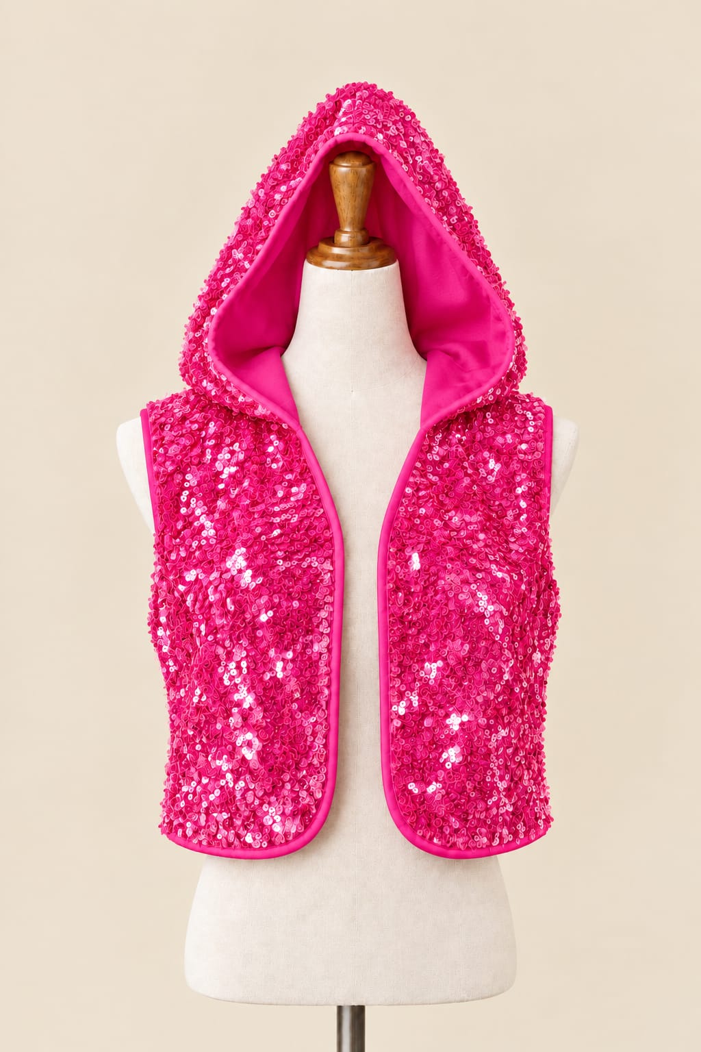 Luxury Full-Sequin Hooded Vest